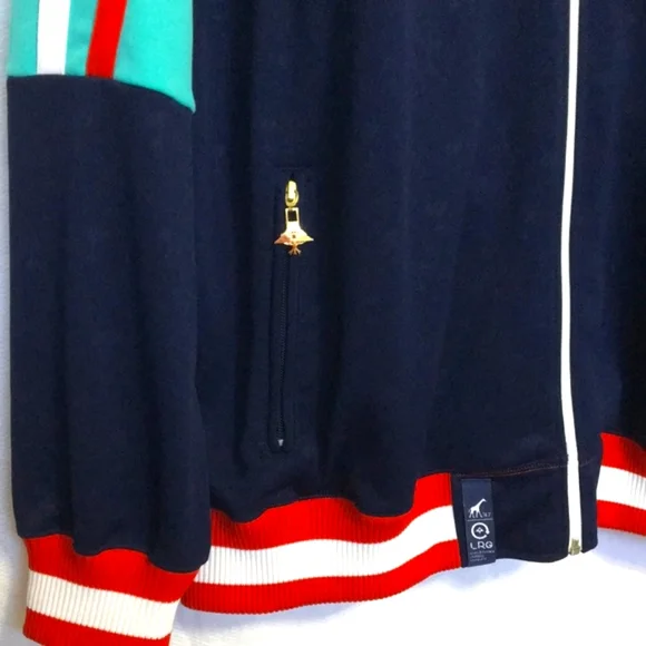 LRG Big Bustle Track Jacket Blue Green Colorblock Mens 3XL - Picture 4 of 11